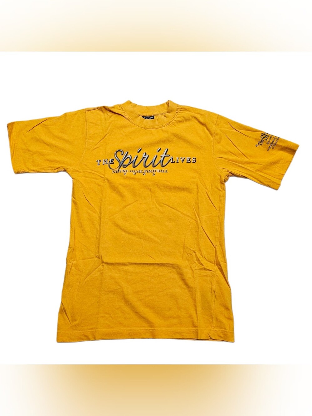 ​Vtg 2005 Notre Dame Football Shirt The Spirit Lives Gold Irish T-Shirt Men's S
